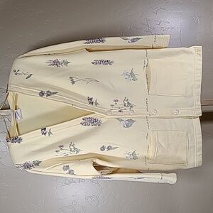 Art Unlimited Sportswear Vintage Yellow Floral Sweatshirt Cardigan Made In USA